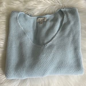 Baby Blue V Neck Knit Sweater